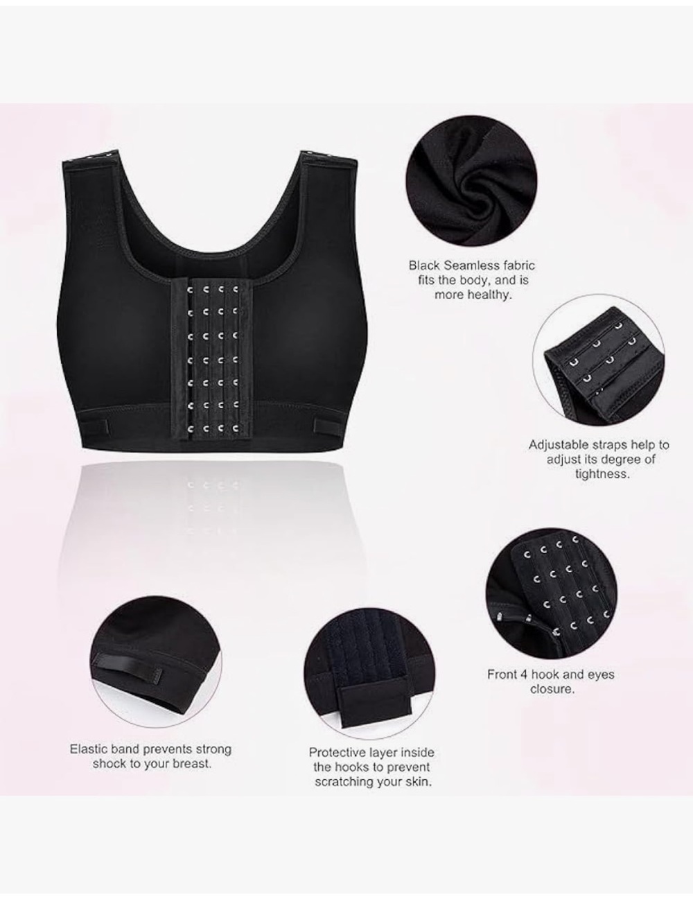 Black Front-Closure Support Bra - Picture 2 of 2